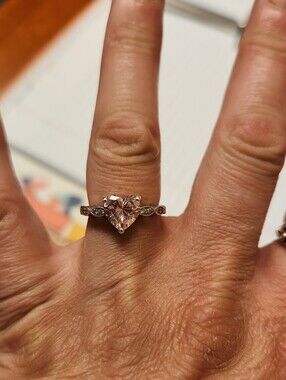 Source Unknown Rose Pink Heart-Cut Stone Ring in Sterling silver